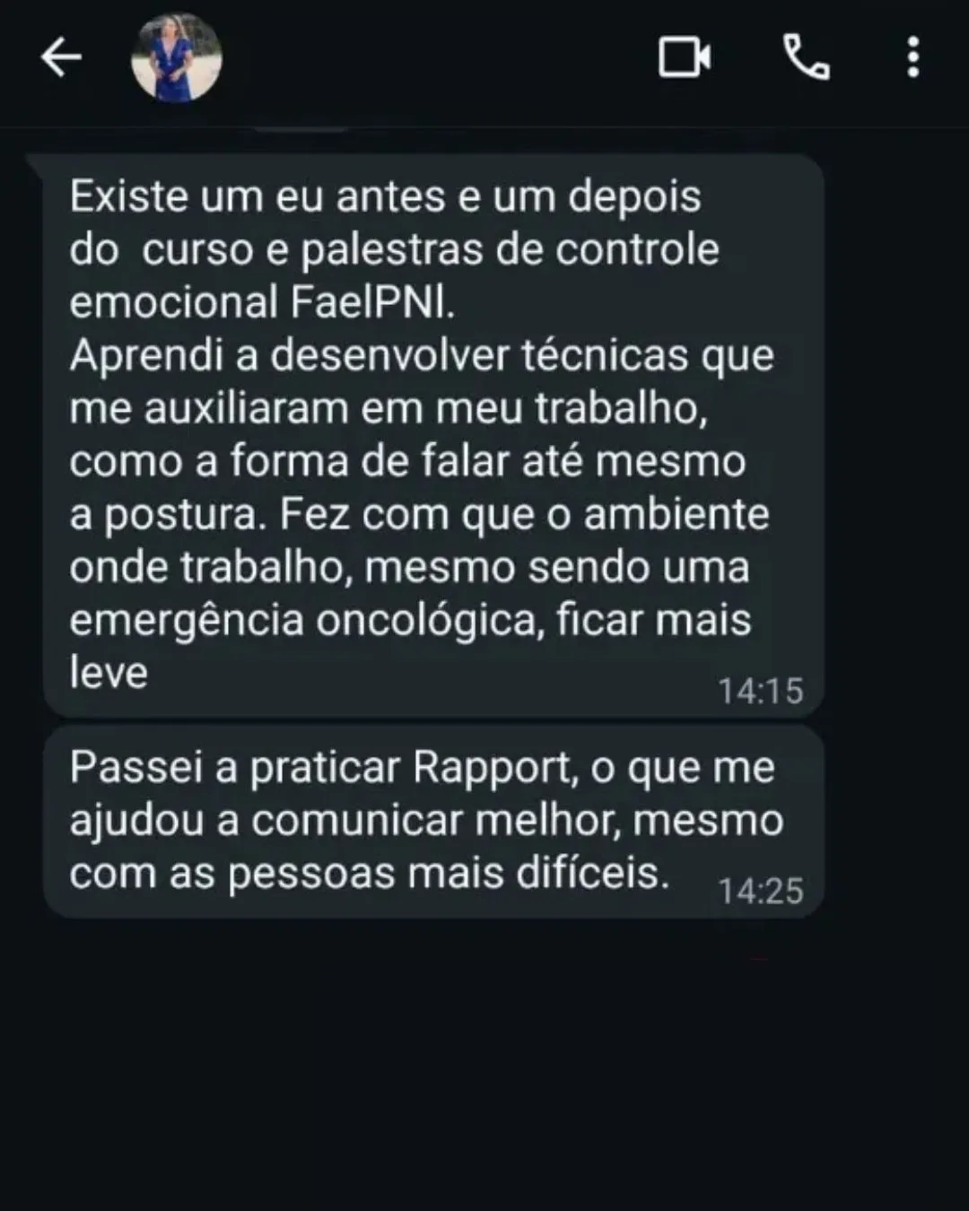 Depoimento de cliente com alívio nos primeiros dias