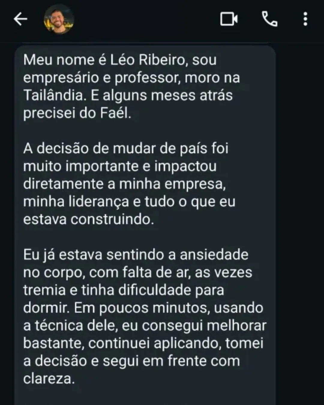 Depoimento sobre melhora no foco e sono